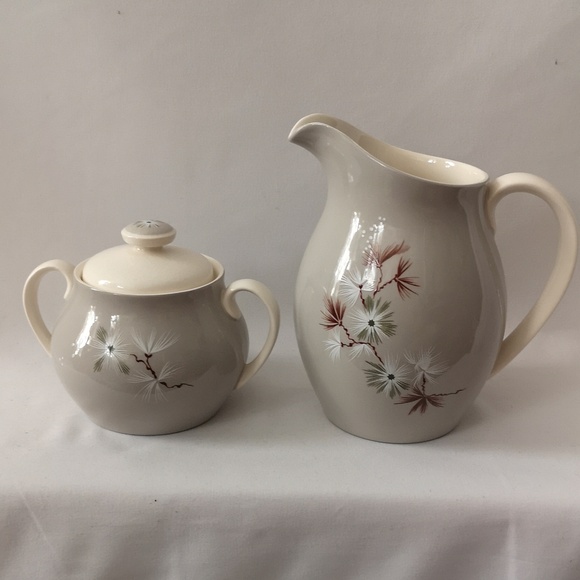 Beautiful Royal Doulton Coffee / Tea Pot w Sugar w Lid & Creamer Set Frost Pine - Picture 7 of 11